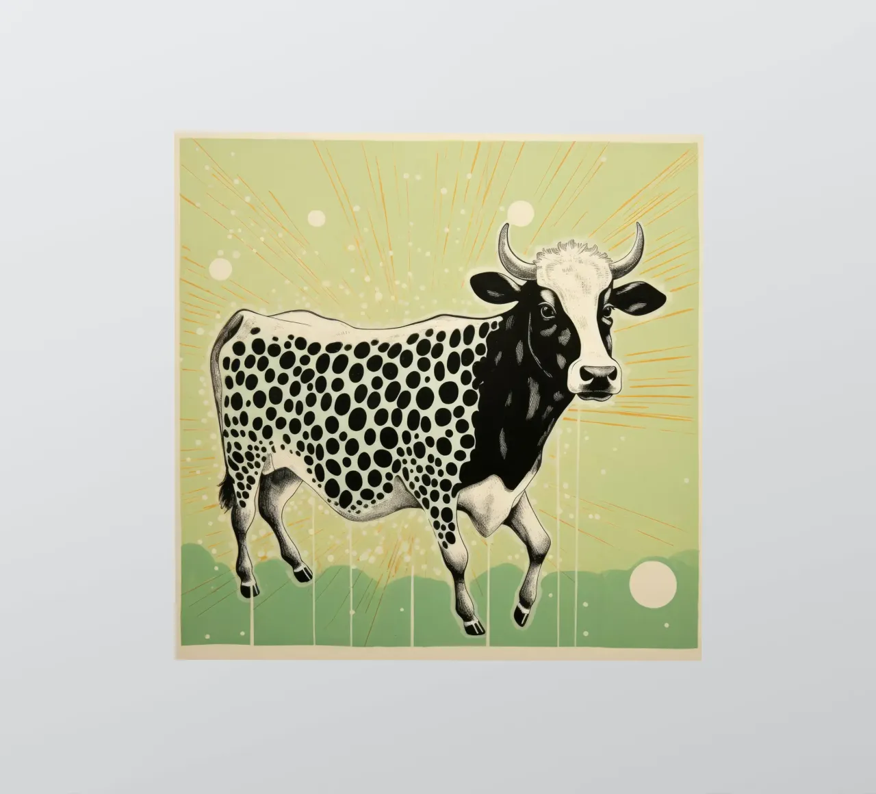 Mucca verde 3 adesivo da Minimal Animal Art