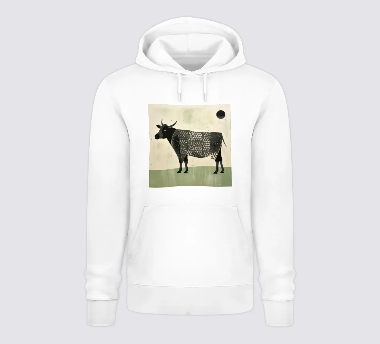 Mucca verde 4 felpa con cappuccio da Minimal Animal Art