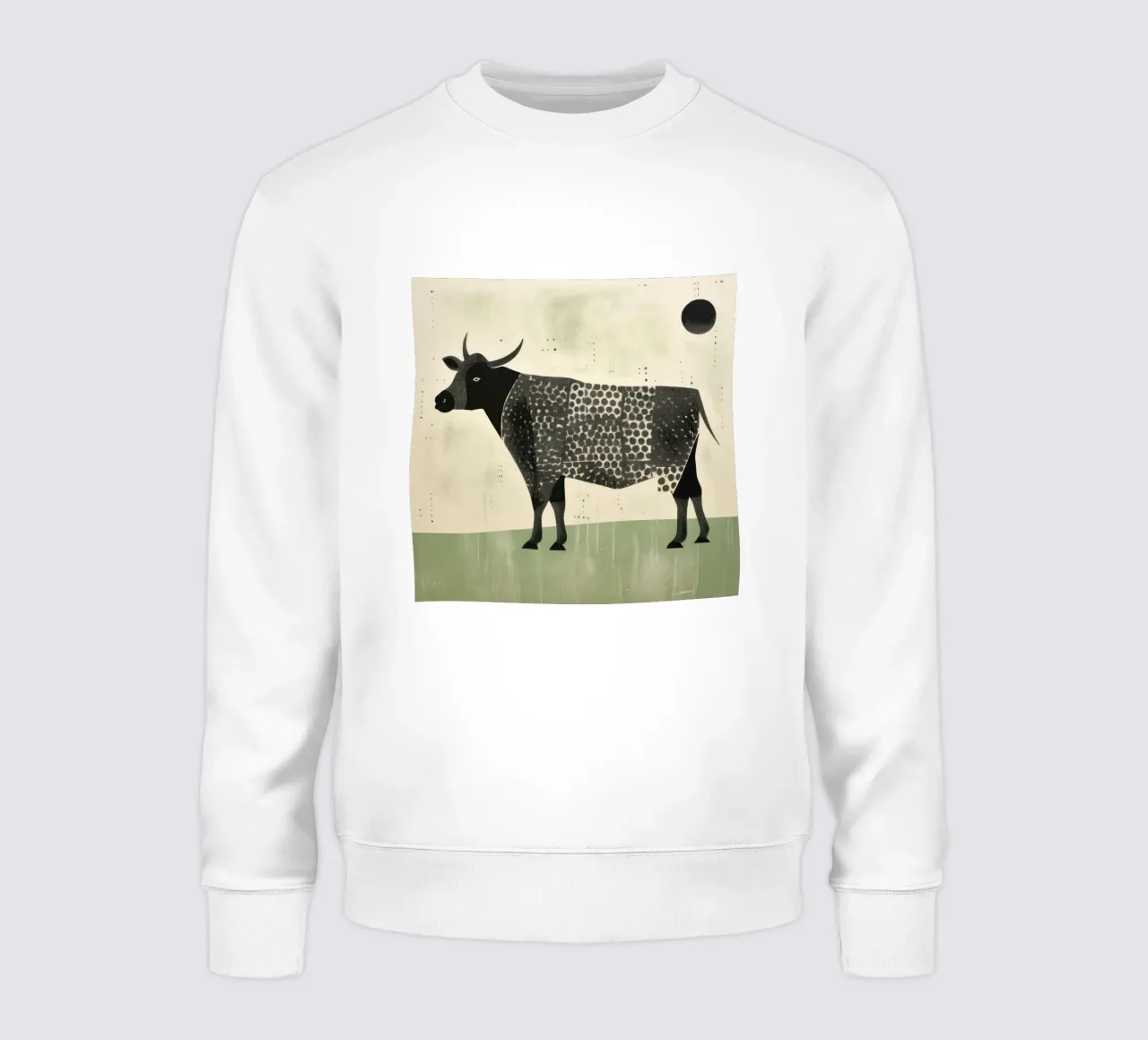 Mucca verde 4 felpa da Minimal Animal Art