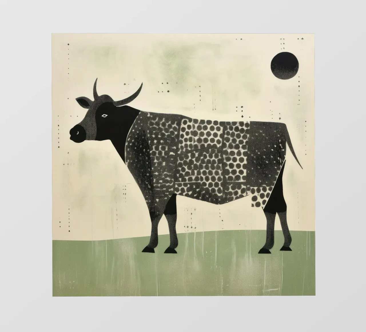 Mucca verde 4 telo in pvc da Minimal Animal Art