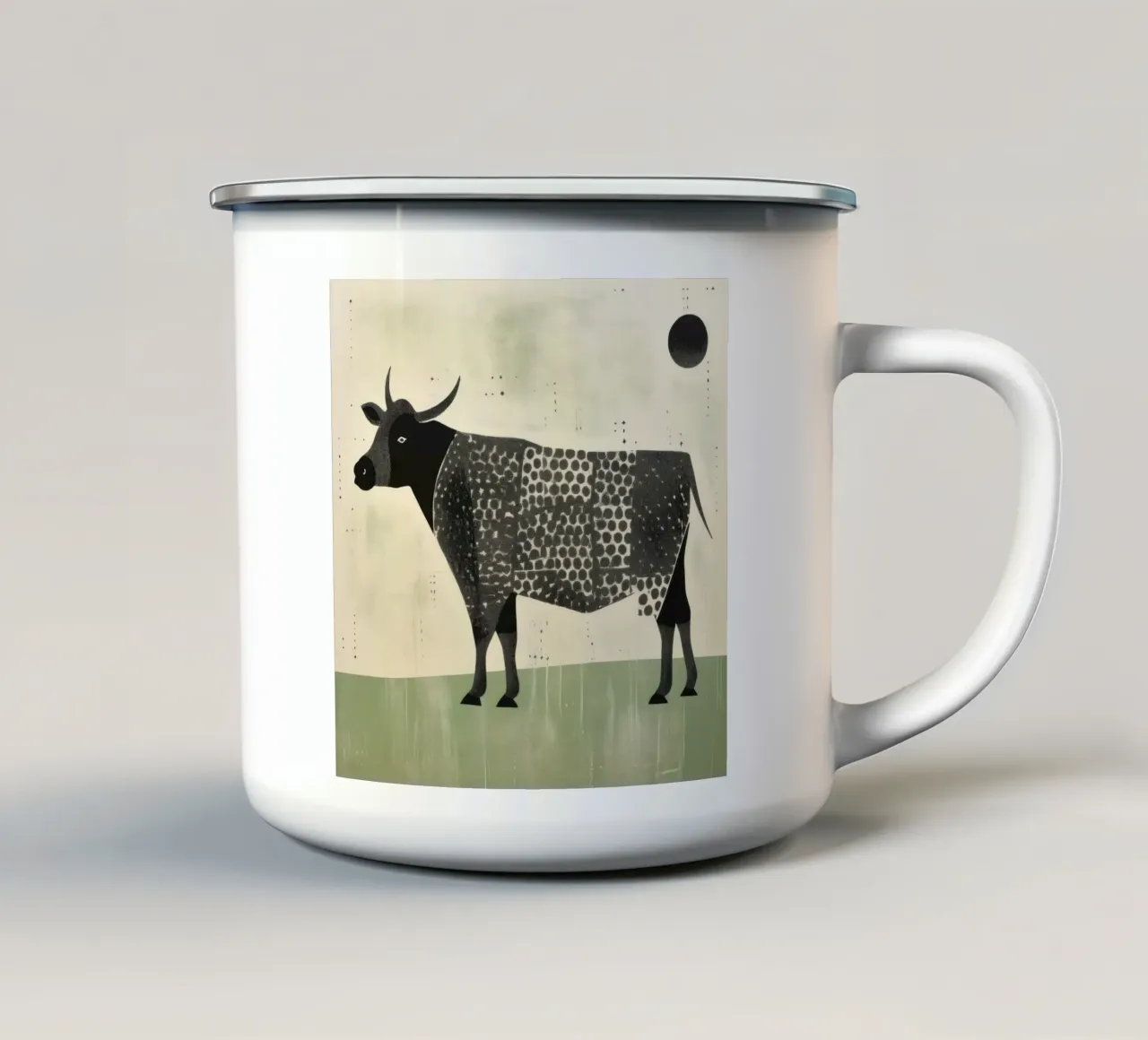 Mucca verde 4 tazza in smalto da Minimal Animal Art