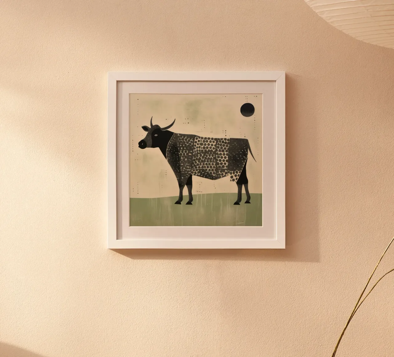 Mucca verde poster da Minimal Animal Art