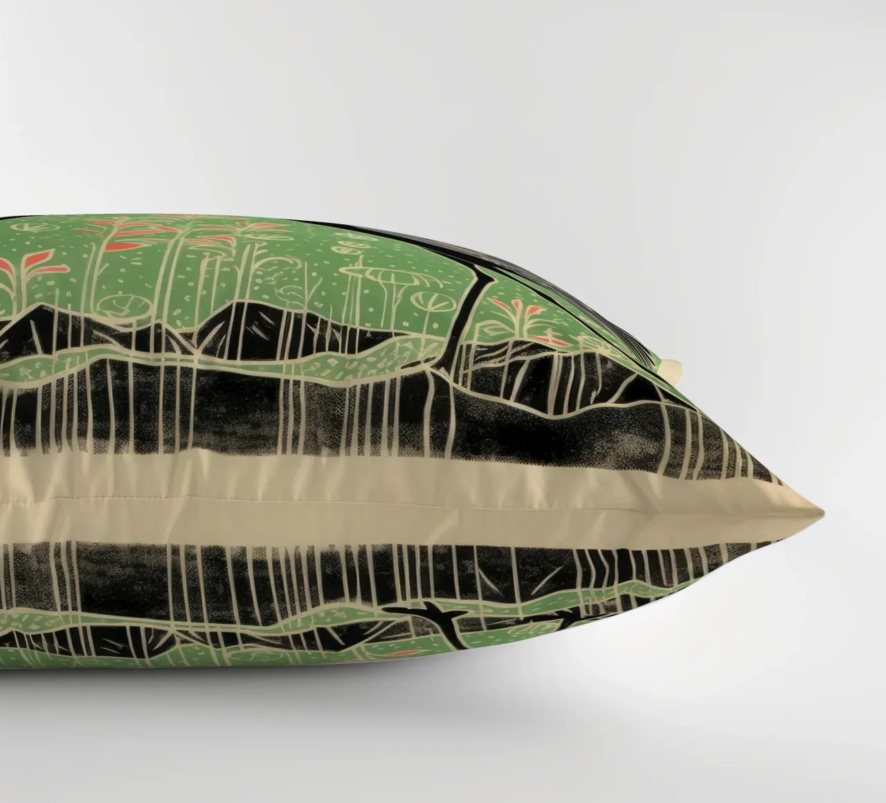 Green Crane 1 decorative cushion by Minimal Animal Art