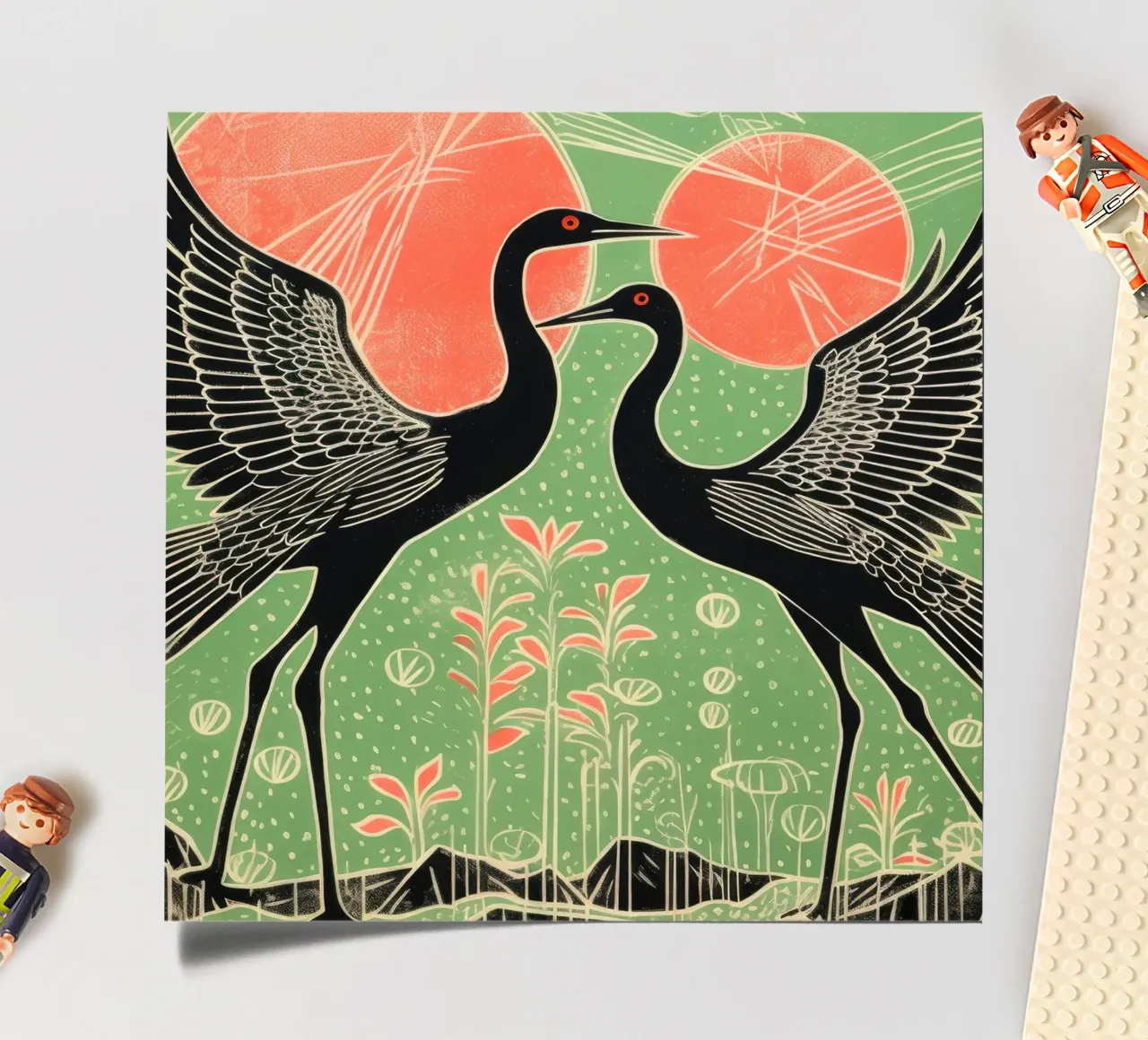 Groene kraan 1 stickervel van Minimal Animal Art