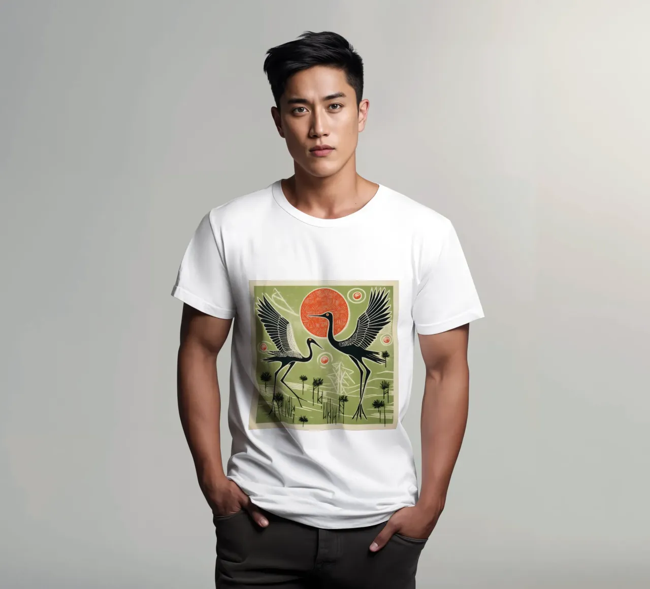 Gru verde 3 t-shirt da Minimal Animal Art