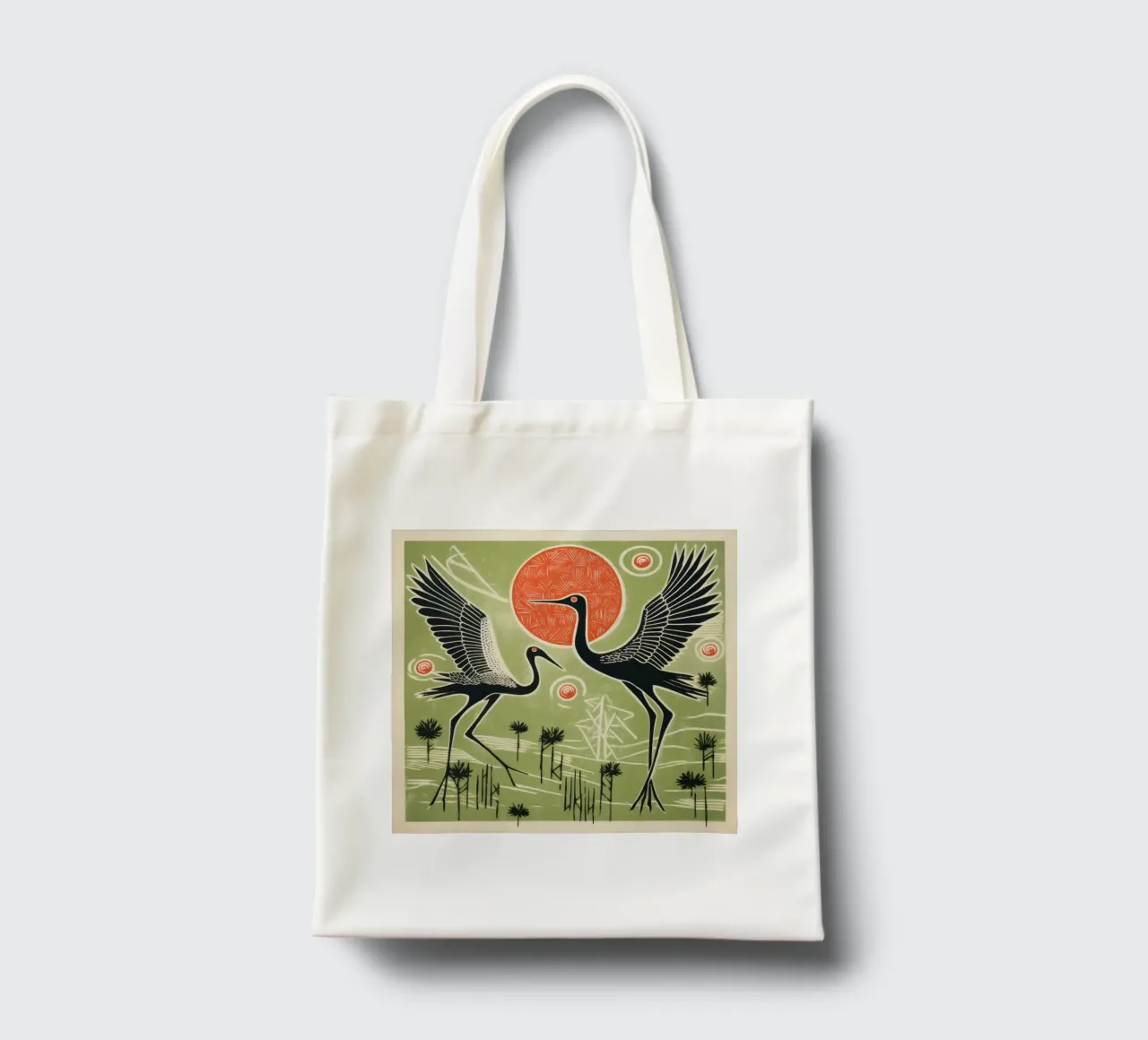 Gru verde 3 borsa in juta da Minimal Animal Art