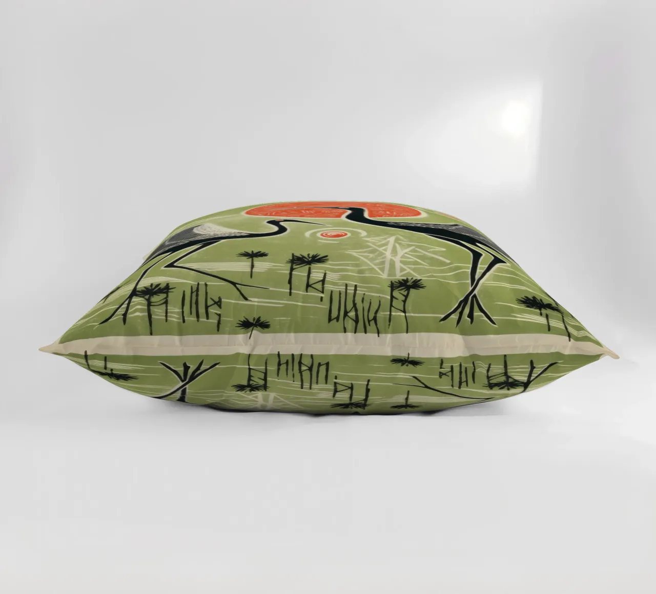 Gru verde 3 cuscino da Minimal Animal Art