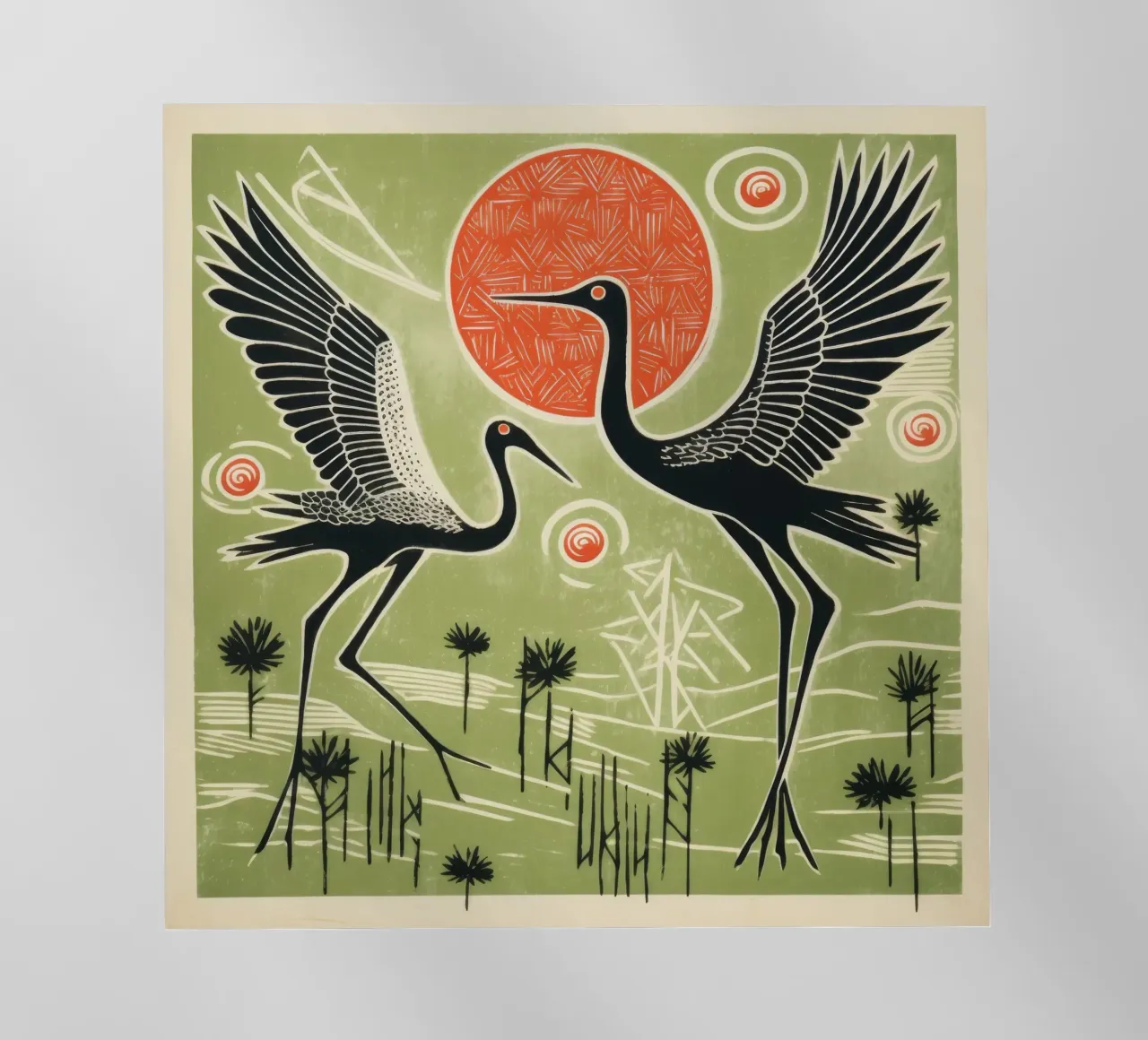 Gru verdi pellicola backlit da Minimal Animal Art