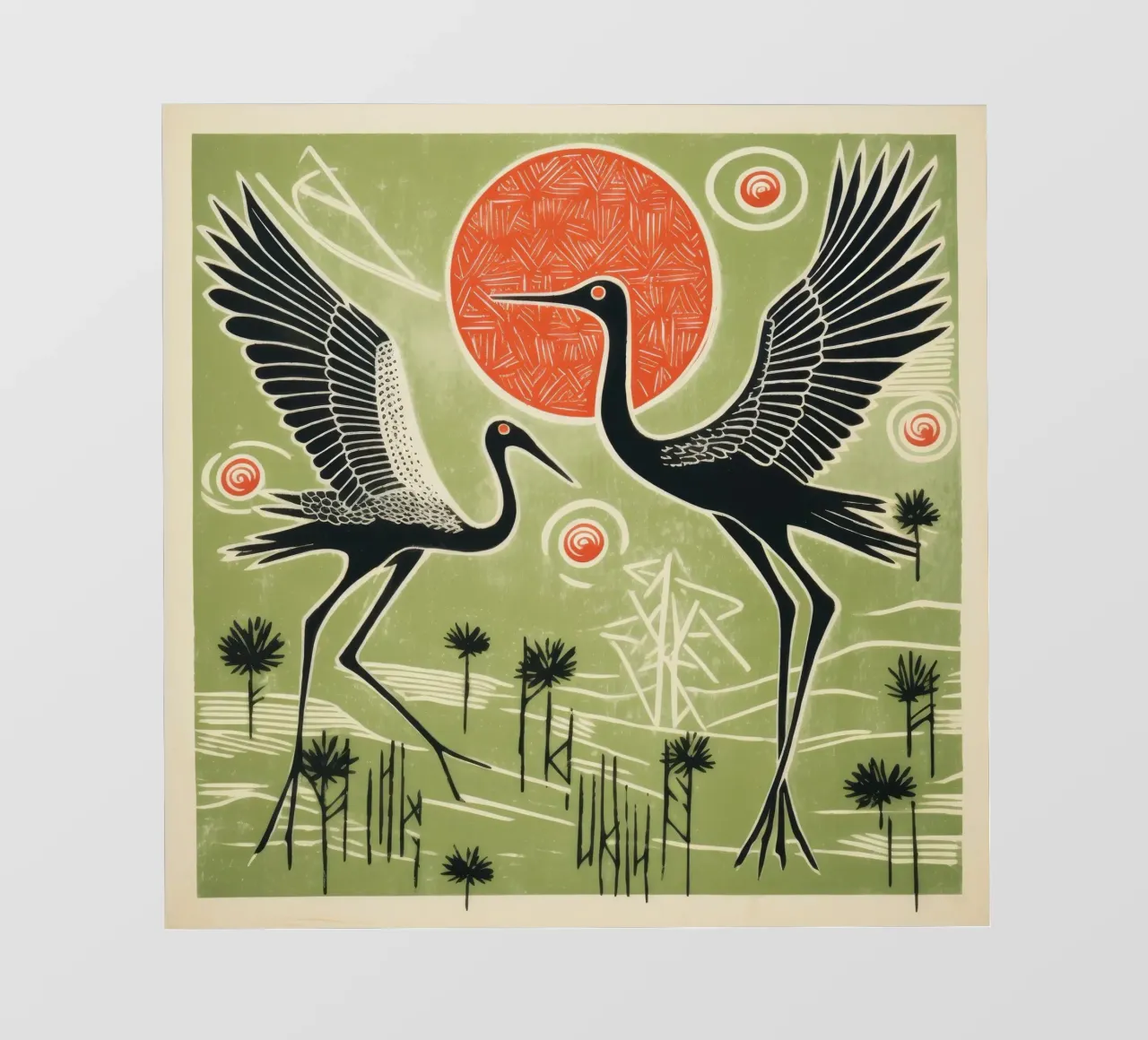 Gru verdi pellicola backlit da Minimal Animal Art