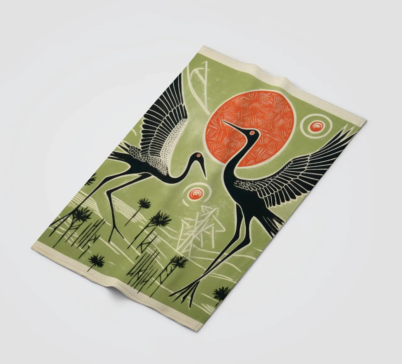 Gru verde 3 coperta in pile da Minimal Animal Art