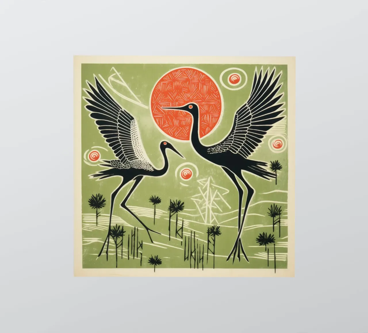 Gru verde 3 adesivo da Minimal Animal Art