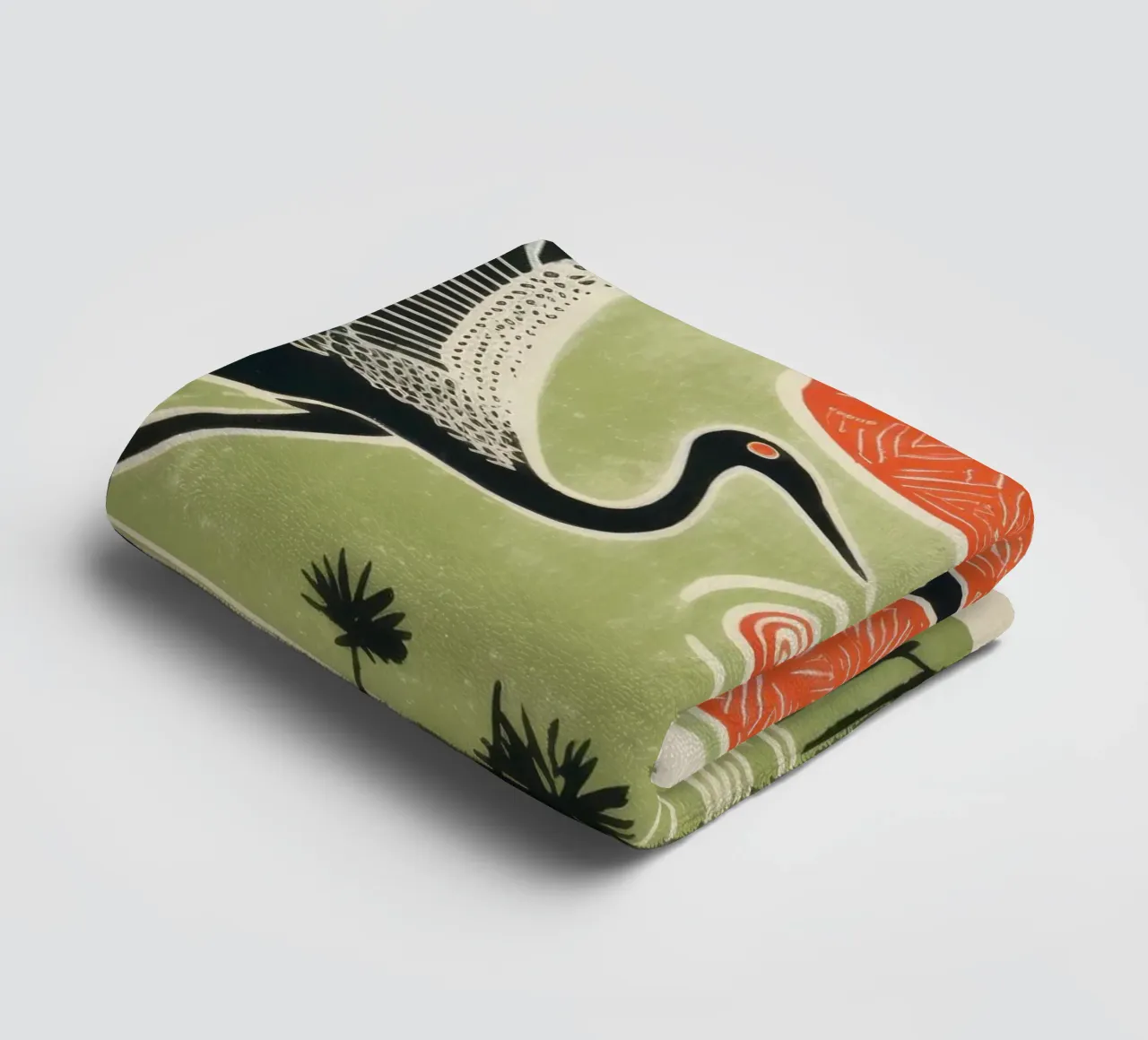 Groene kraan 3 badhanddoek van Minimal Animal Art
