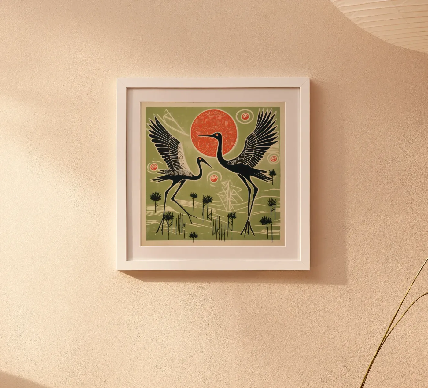 Green Cranes poster da Minimal Animal Art