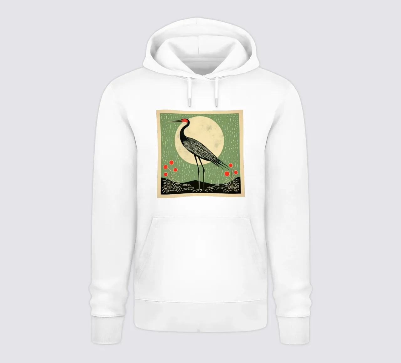 Gru verde 4 felpa con cappuccio da Minimal Animal Art