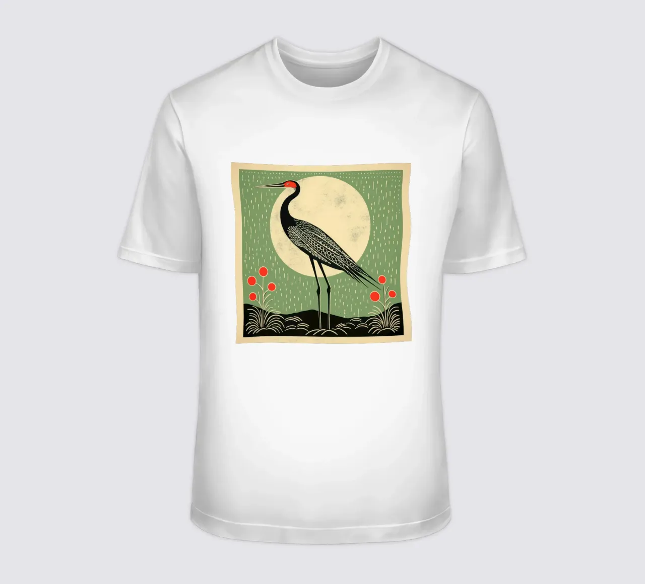 Green Crane t-shirt by Minimal Animal Art