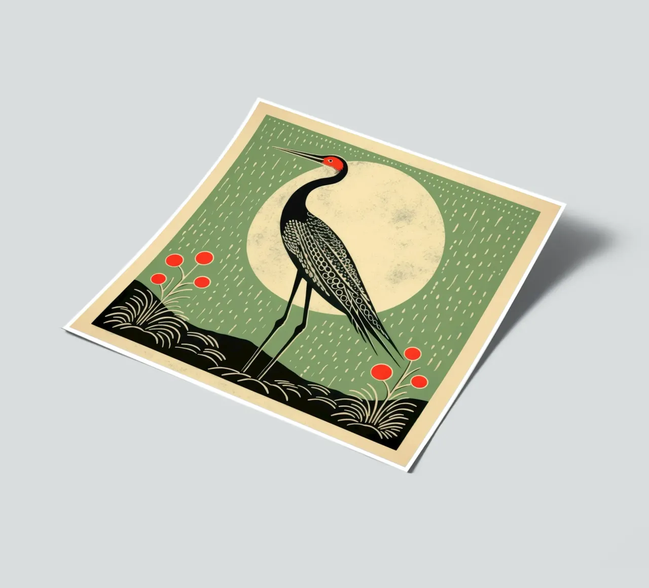 Green Crane sticker sheet by Minimal Animal Art