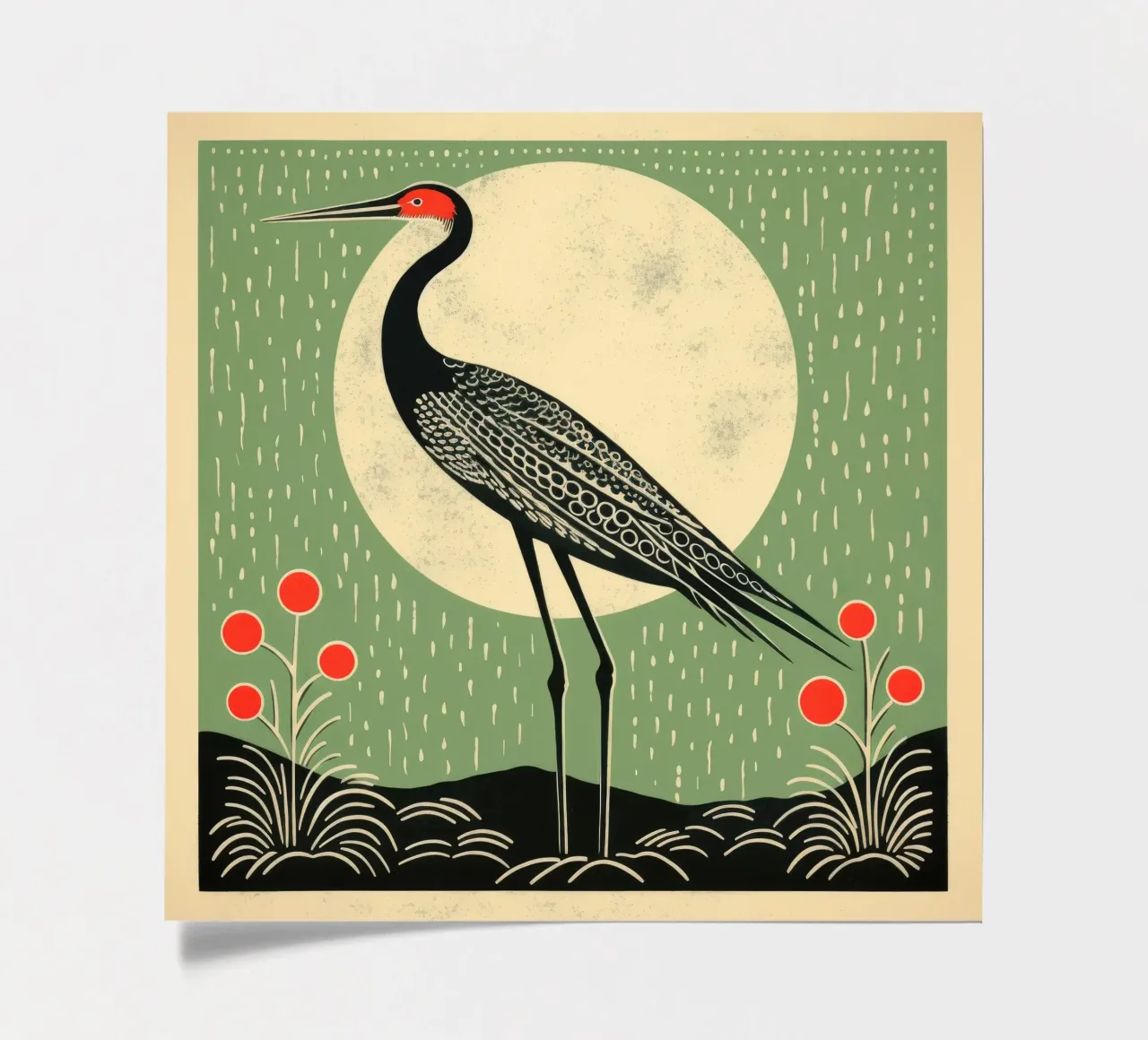 Gru verde foglio adesivo da Minimal Animal Art