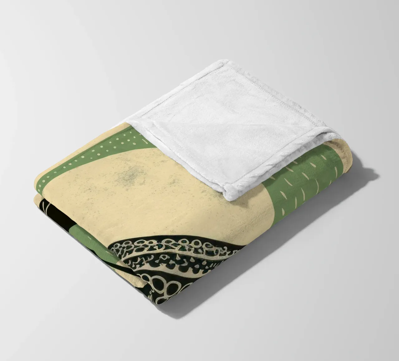 Green Crane fleece blanket by Minimal Animal Art