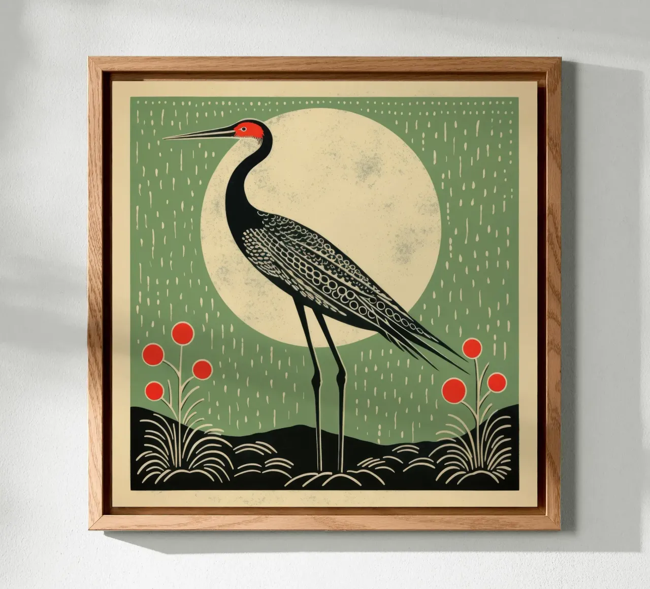 Groene kraan aluminium-dibond van Minimal Animal Art