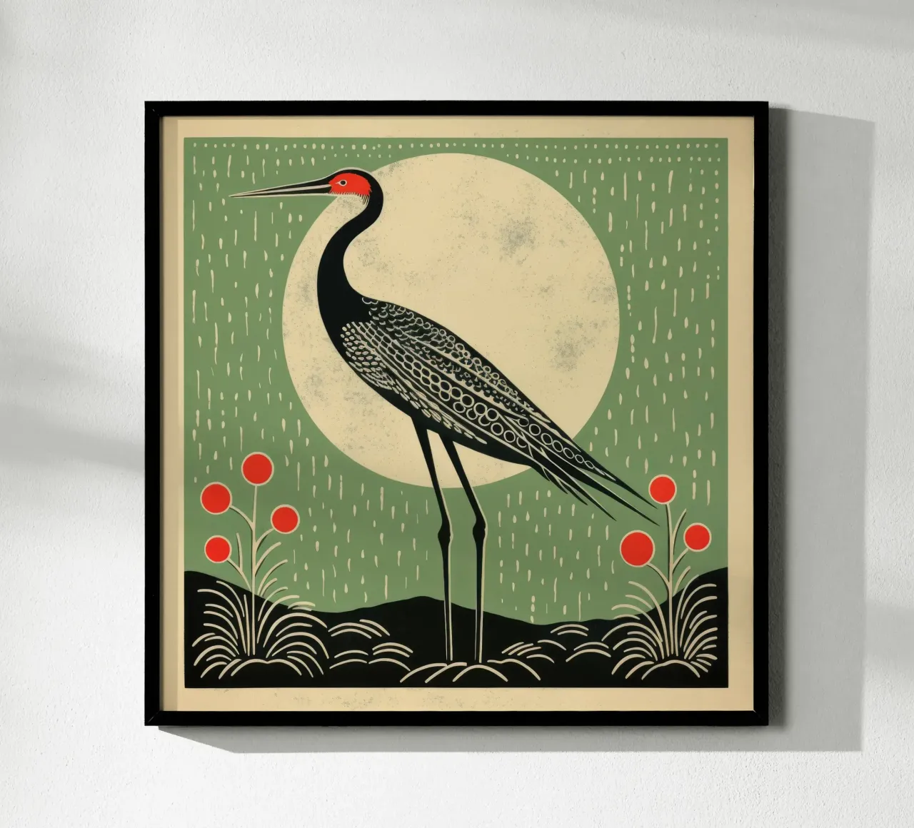 Green Crane poster by Minimal Animal Art