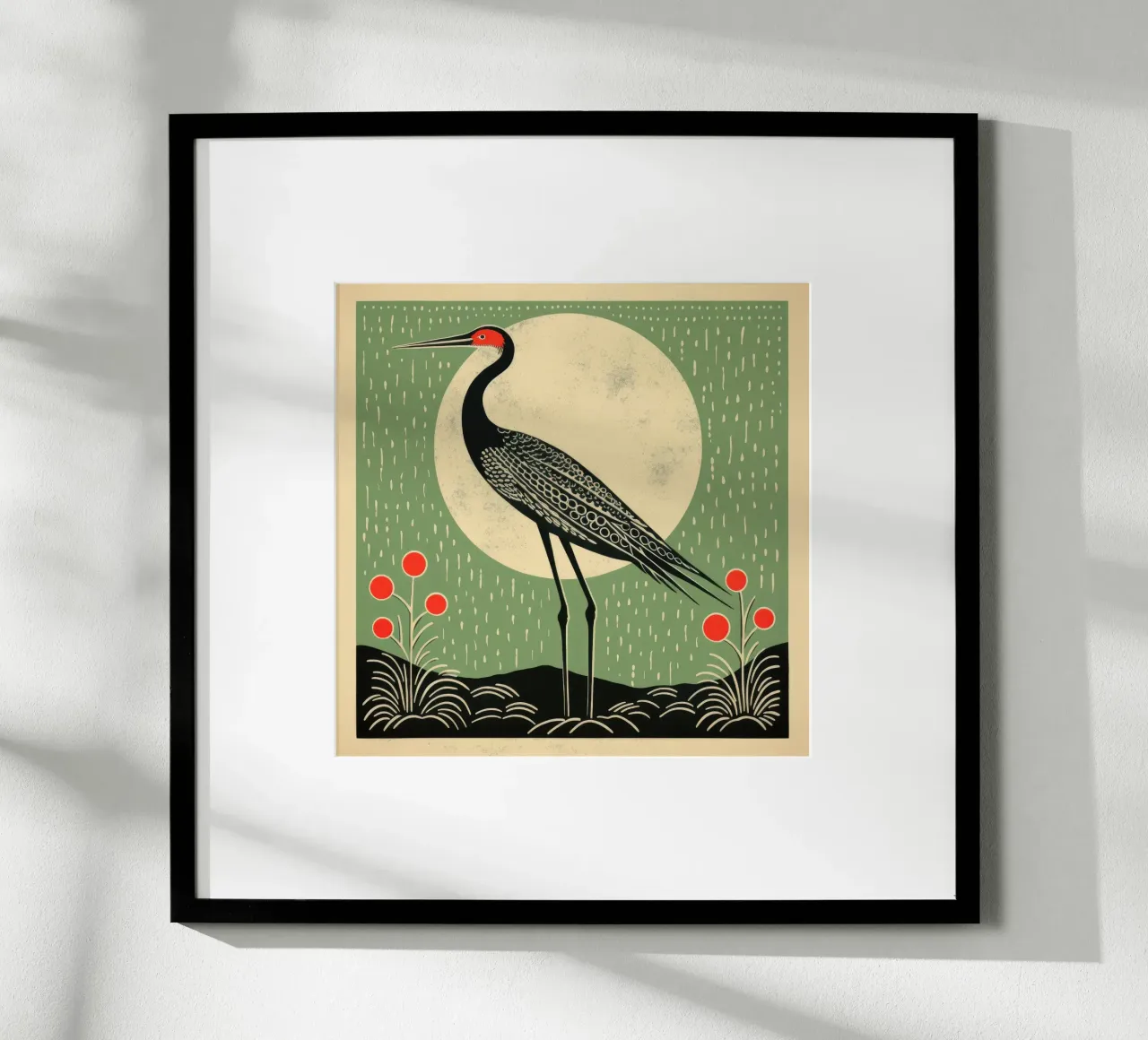 Green Crane poster by Minimal Animal Art