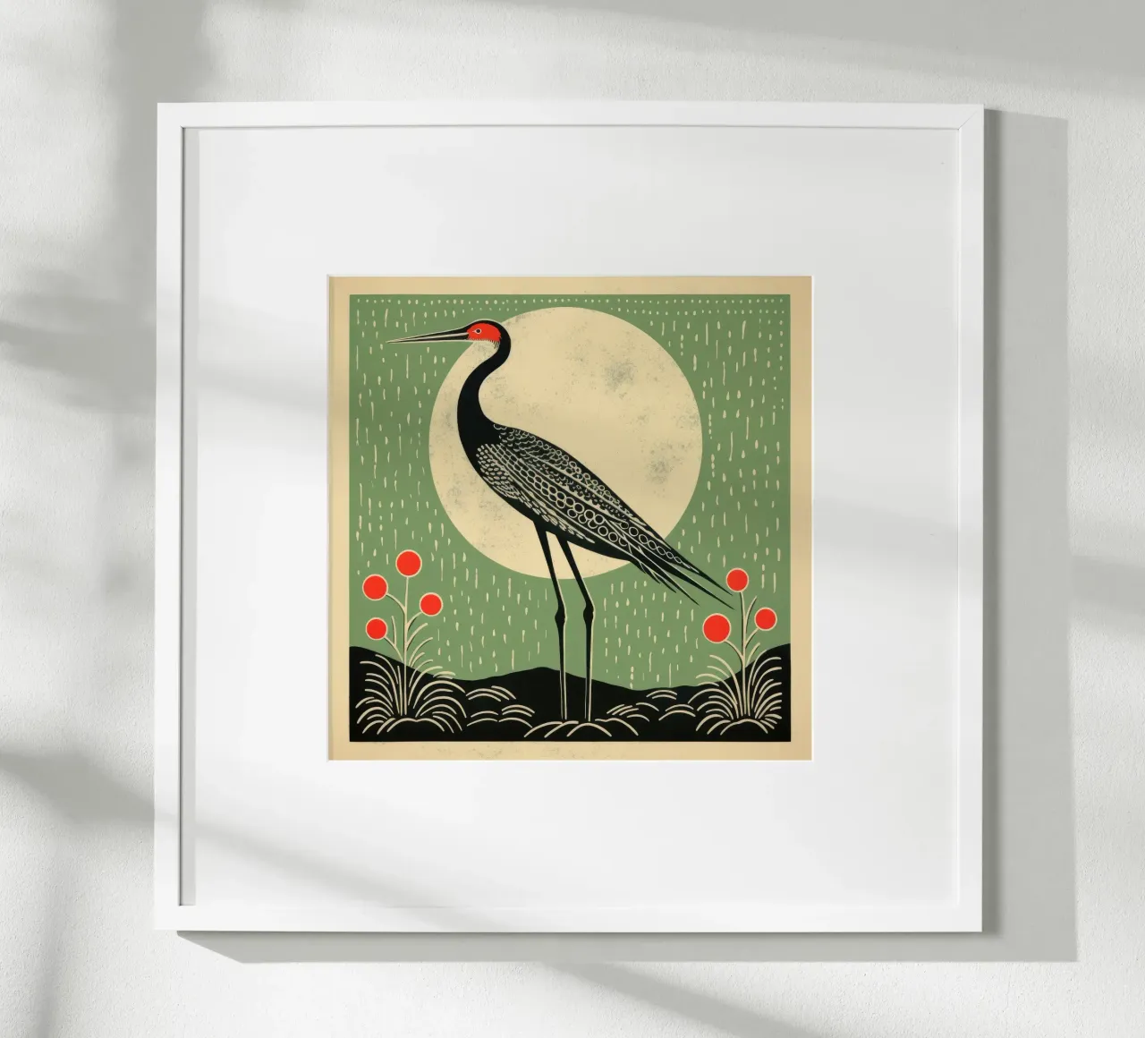 Green Crane poster by Minimal Animal Art