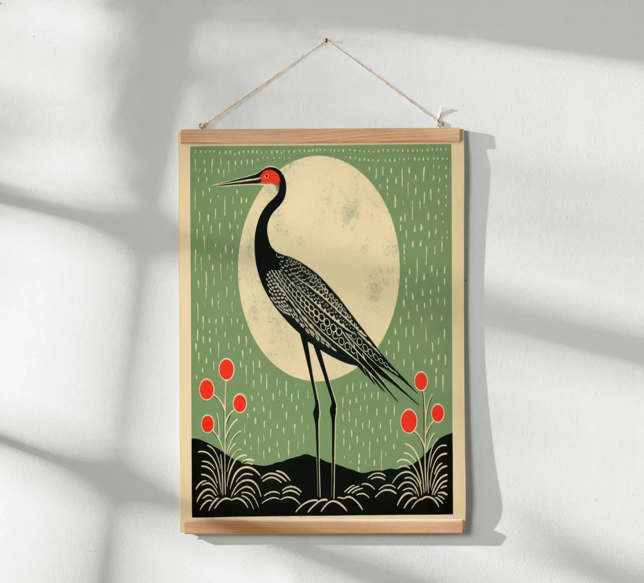 Green Crane poster by Minimal Animal Art
