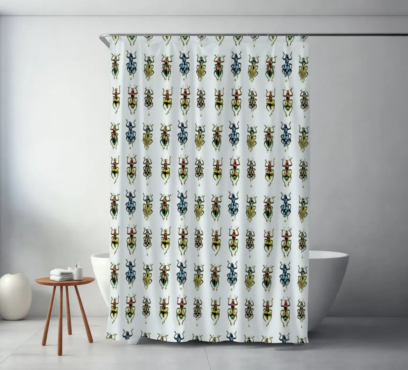 Tiny Beetles Duschvorhang von Curious Collections by Marielle Leenders