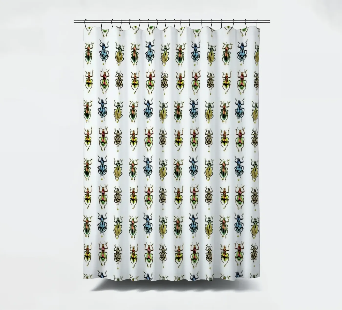 Tiny Beetles shower curtain by Curious Collections by Marielle Leenders