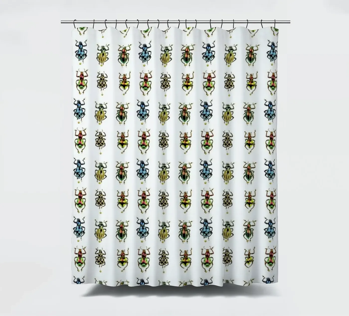 Tiny Beetles shower curtain by Curious Collections by Marielle Leenders