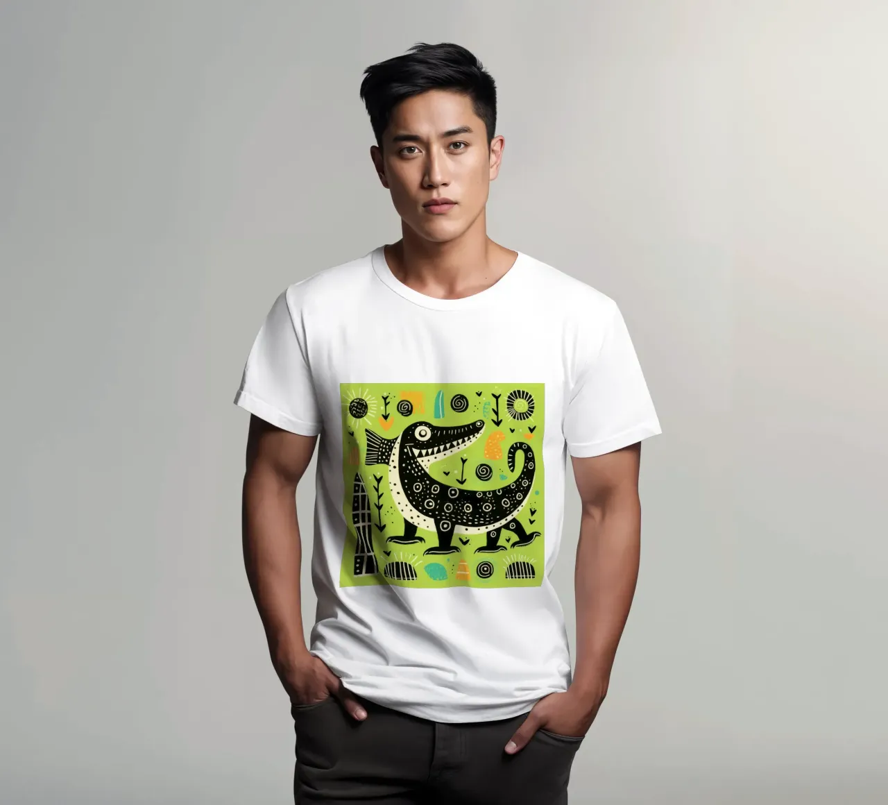 Coccodrillo verde 1 t-shirt da Minimal Animal Art