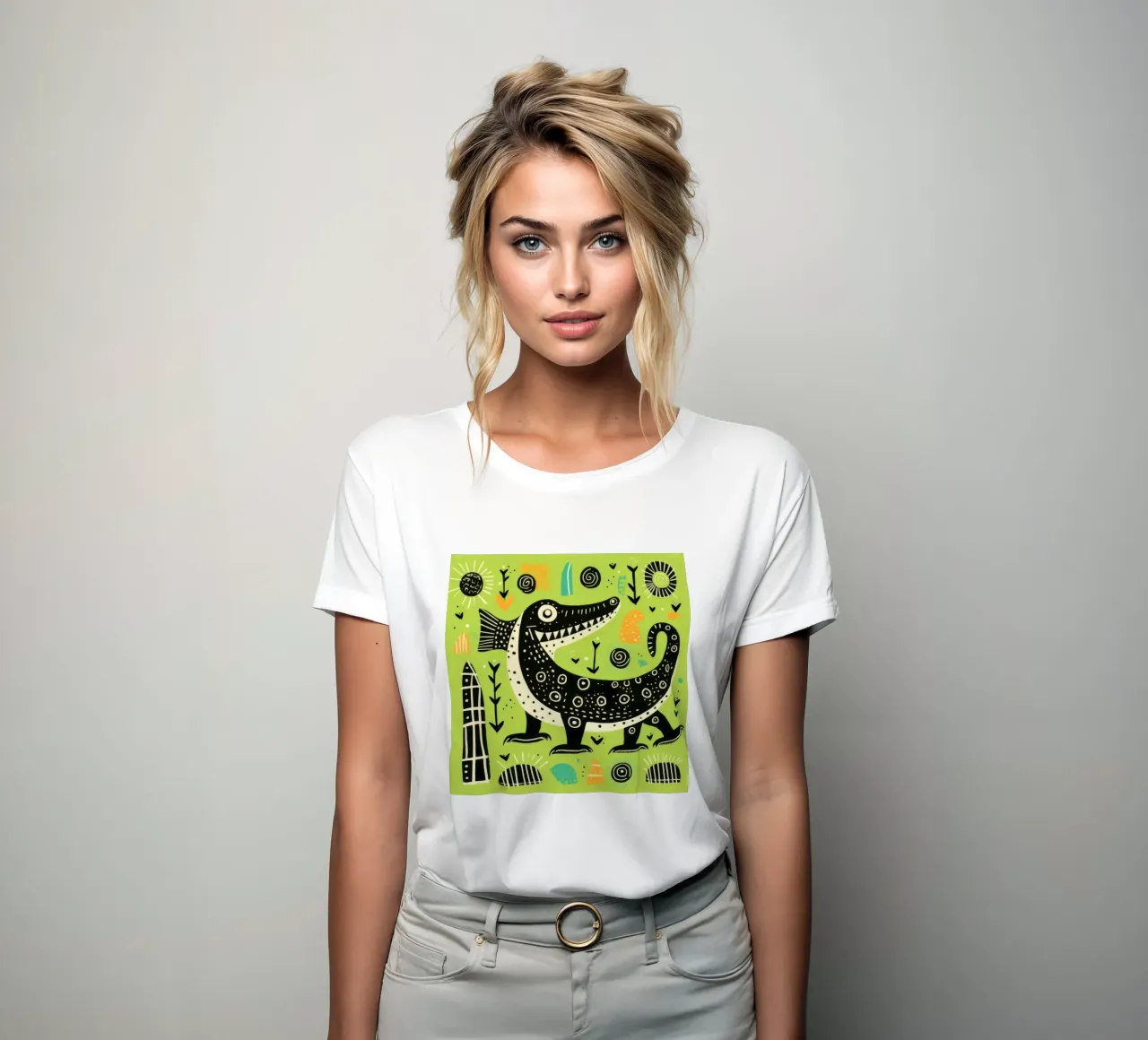 Cocodrilo verde 1 camiseta de mujer de Minimal Animal Art