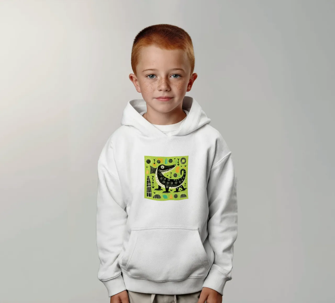Cocodrilo verde 1 sudadera con capucha para niño de Minimal Animal Art