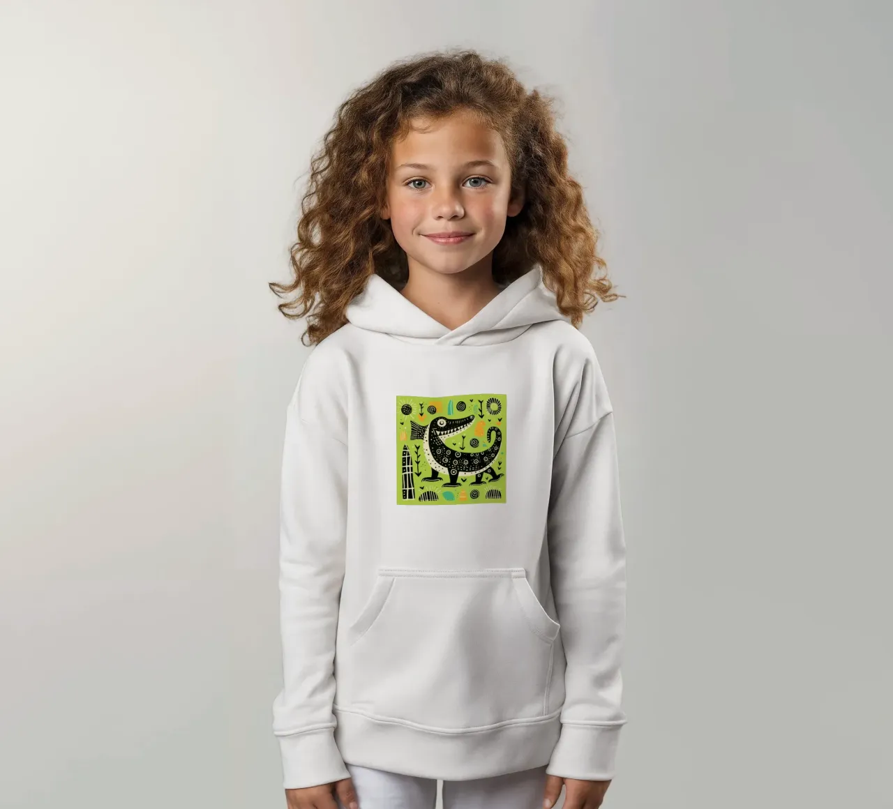 Cocodrilo verde 1 sudadera con capucha para niño de Minimal Animal Art