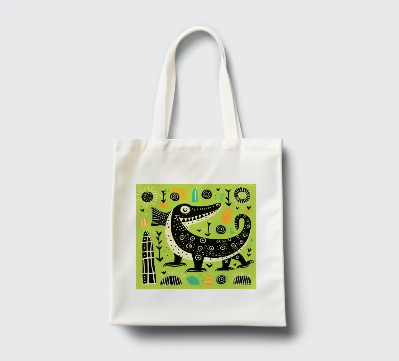 Coccodrillo verde 1 borsa in juta da Minimal Animal Art