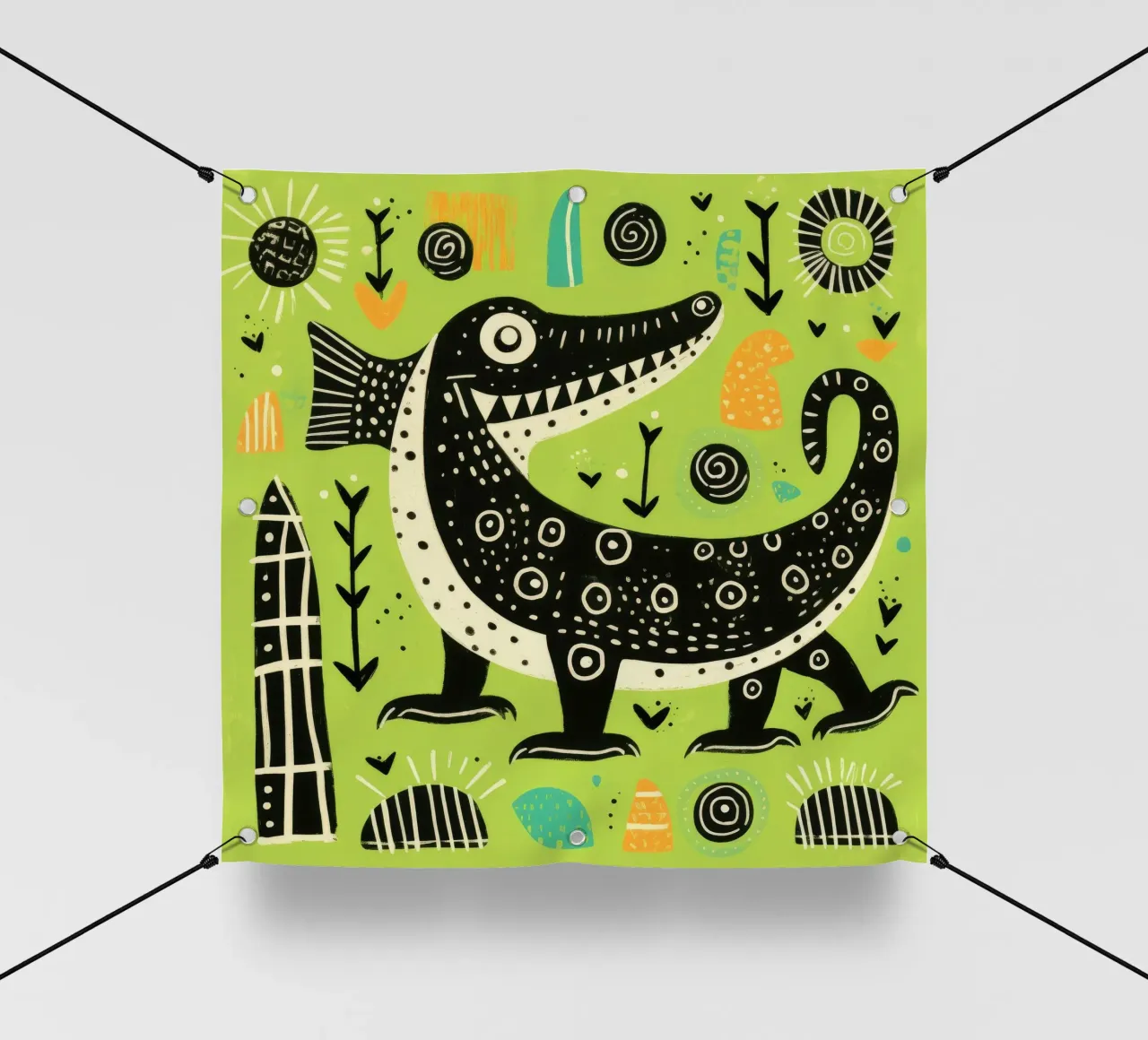 Cocodrilo verde 1 lonas publicitarias de Minimal Animal Art