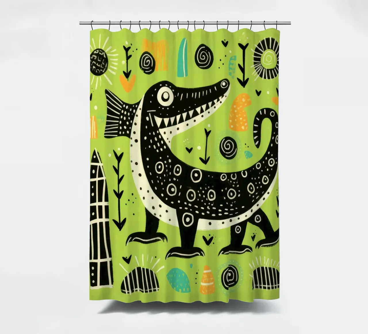 Coccodrillo verde 1 tenda da doccia da Minimal Animal Art