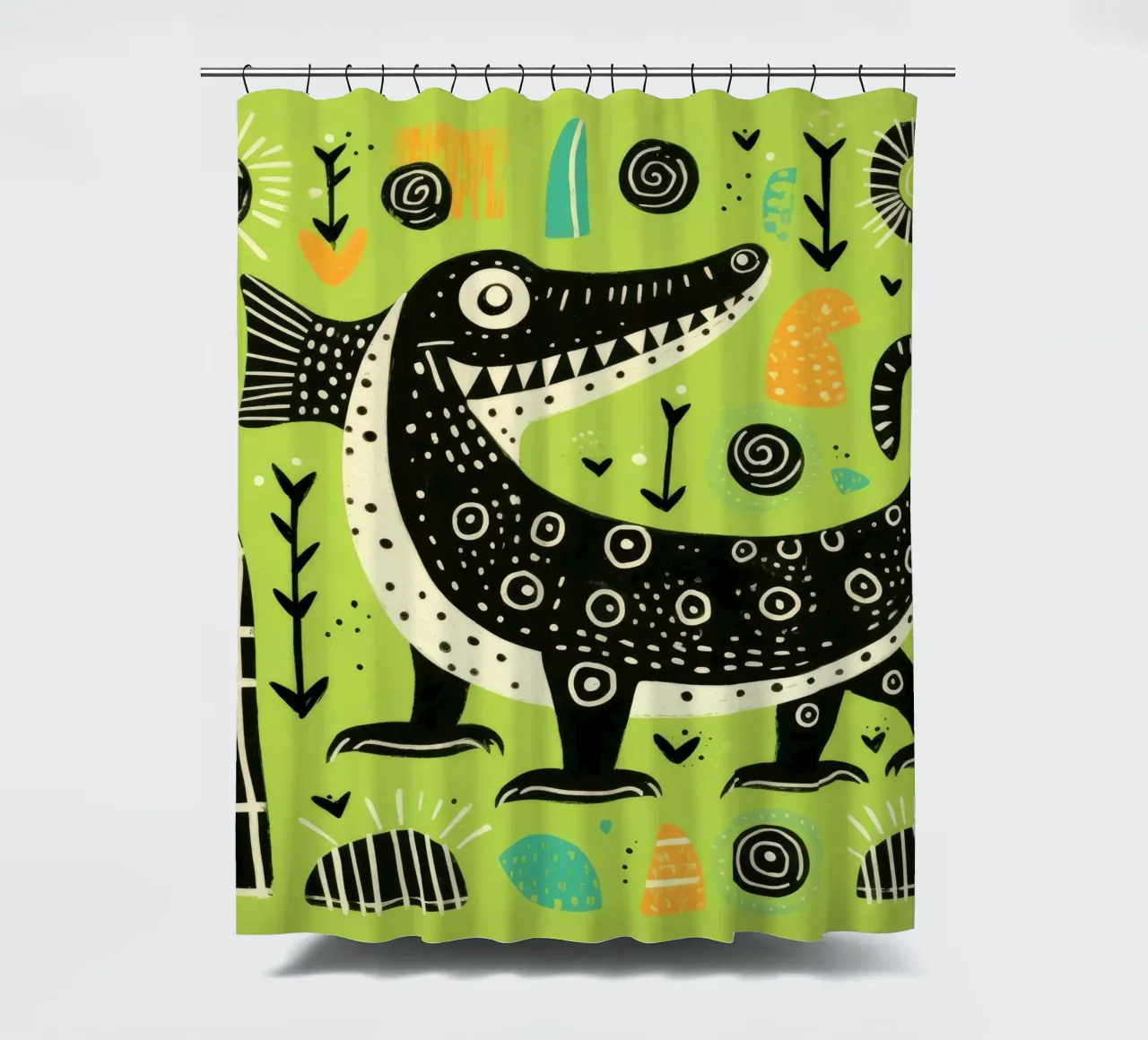 Coccodrillo verde 1 tenda da doccia da Minimal Animal Art