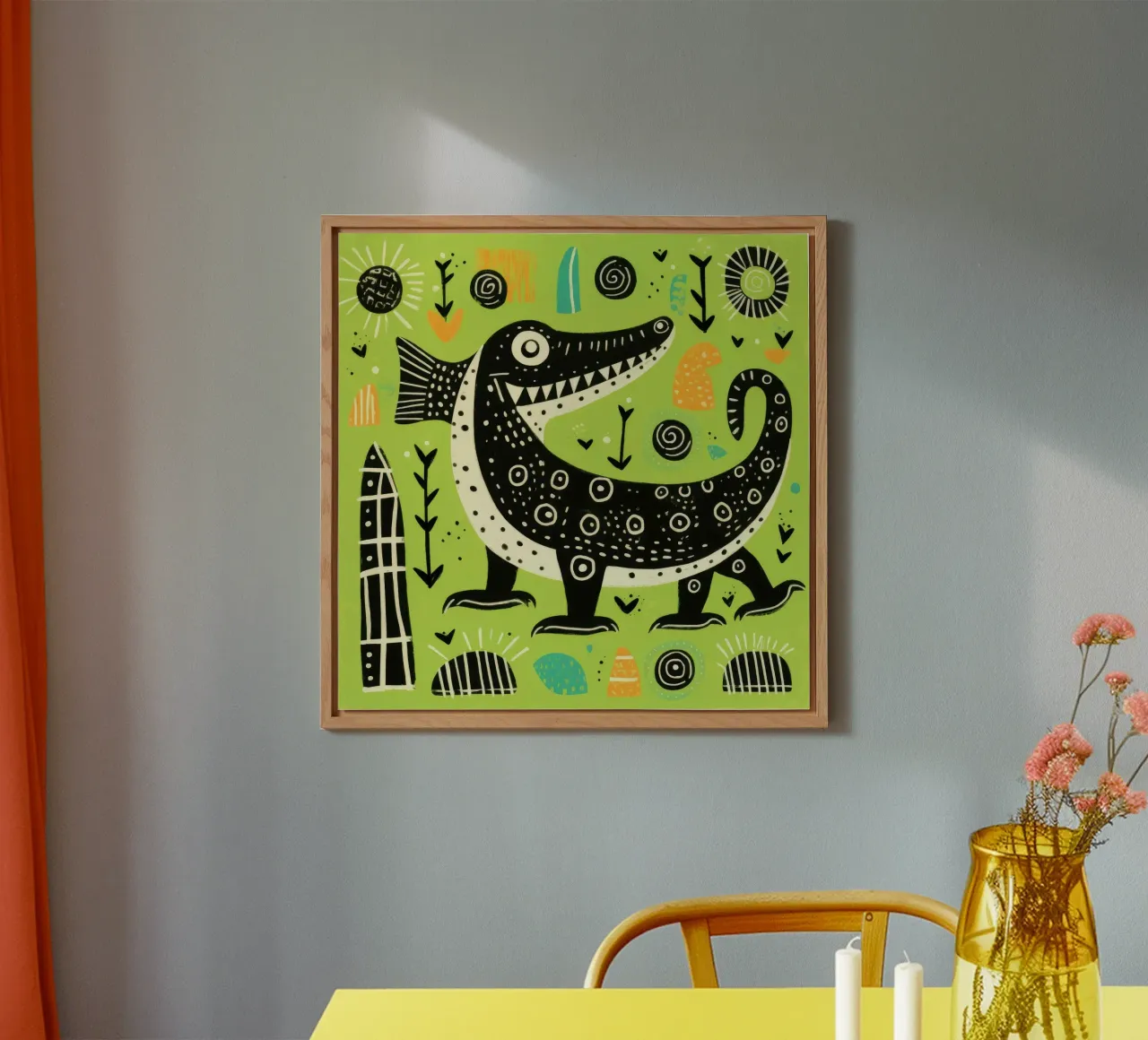 Coccodrillo verde alluminio dibond da Minimal Animal Art