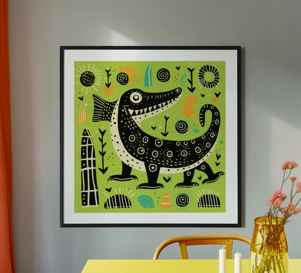 Coccodrillo verde carta hahnemühle da Minimal Animal Art