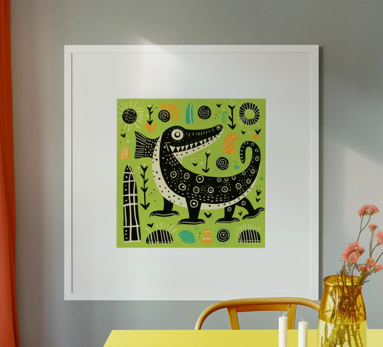 Coccodrillo verde carta hahnemühle da Minimal Animal Art