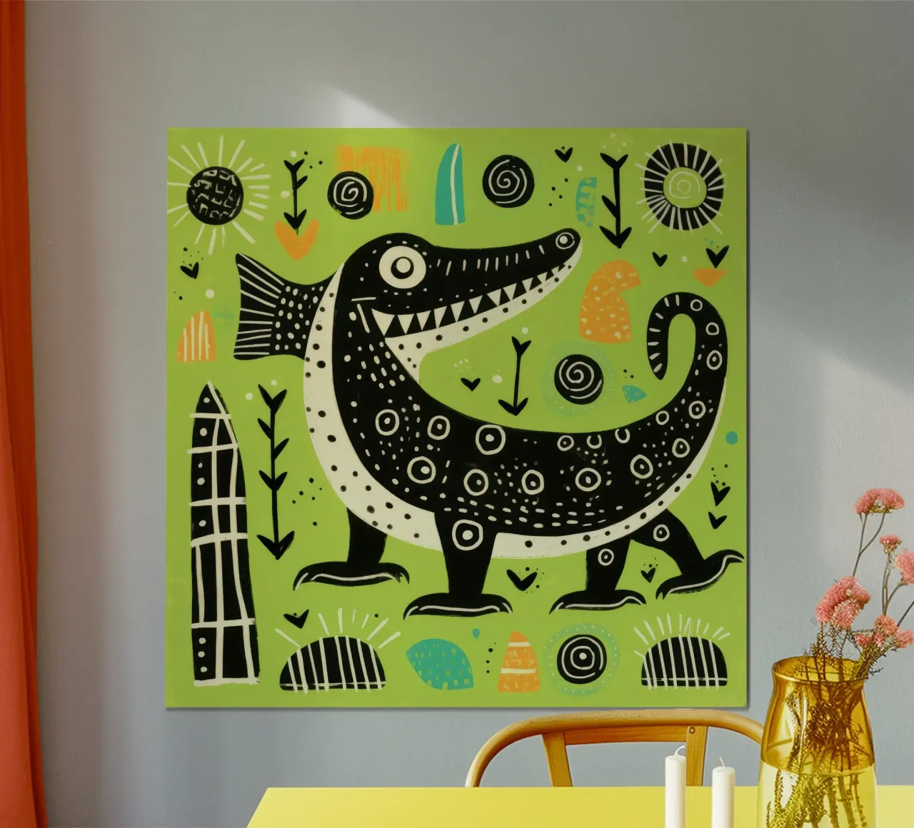 Coccodrillo verde carta hahnemühle da Minimal Animal Art