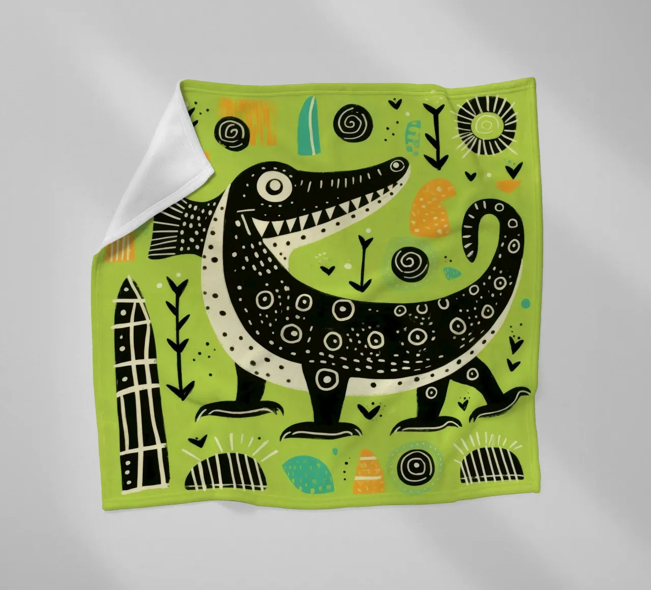 Coccodrillo verde coperta in pile da Minimal Animal Art