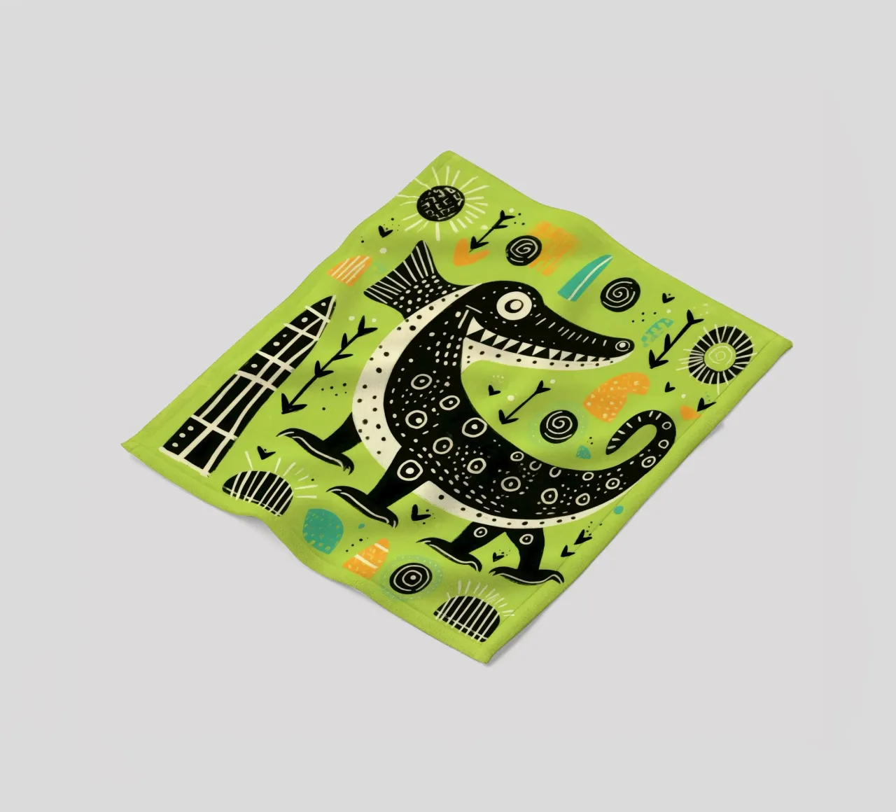 Coccodrillo verde coperta in pile da Minimal Animal Art