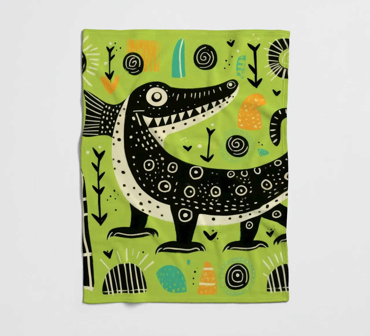Coccodrillo verde 1 coperta in pile da Minimal Animal Art