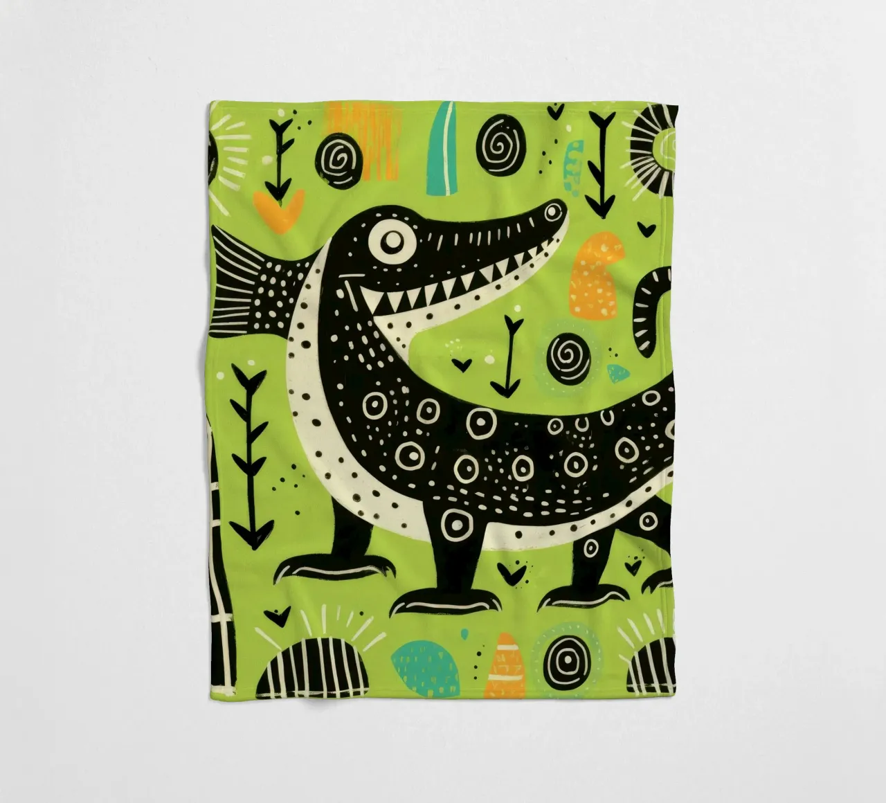 Coccodrillo verde 1 coperta in pile da Minimal Animal Art