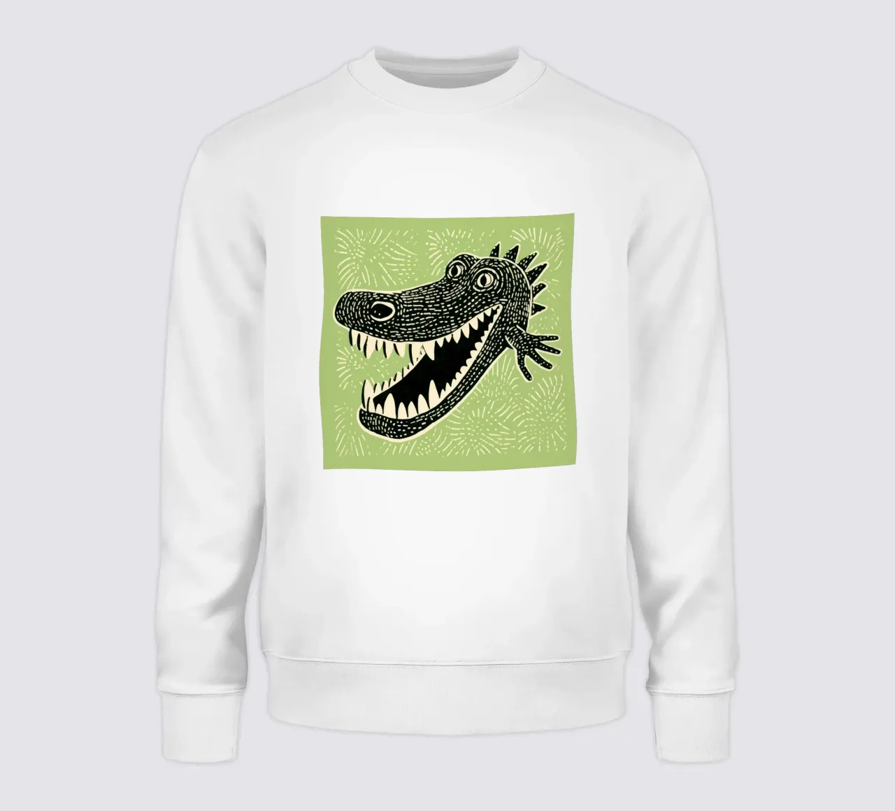 Grünes Krokodil Sweatshirt von Minimal Animal Art