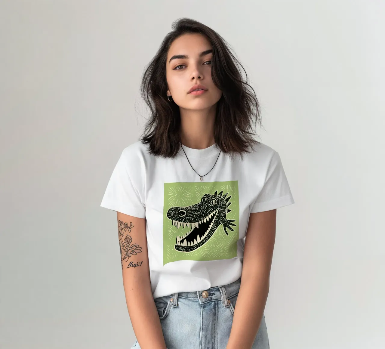 Coccodrillo verde t-shirt da Minimal Animal Art