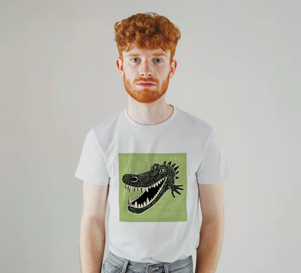 Coccodrillo verde t-shirt da Minimal Animal Art