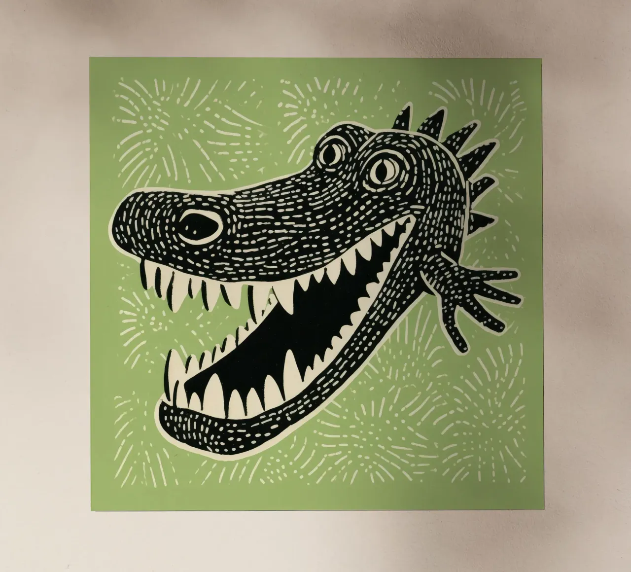 Coccodrillo verde pellicola backlit da Minimal Animal Art